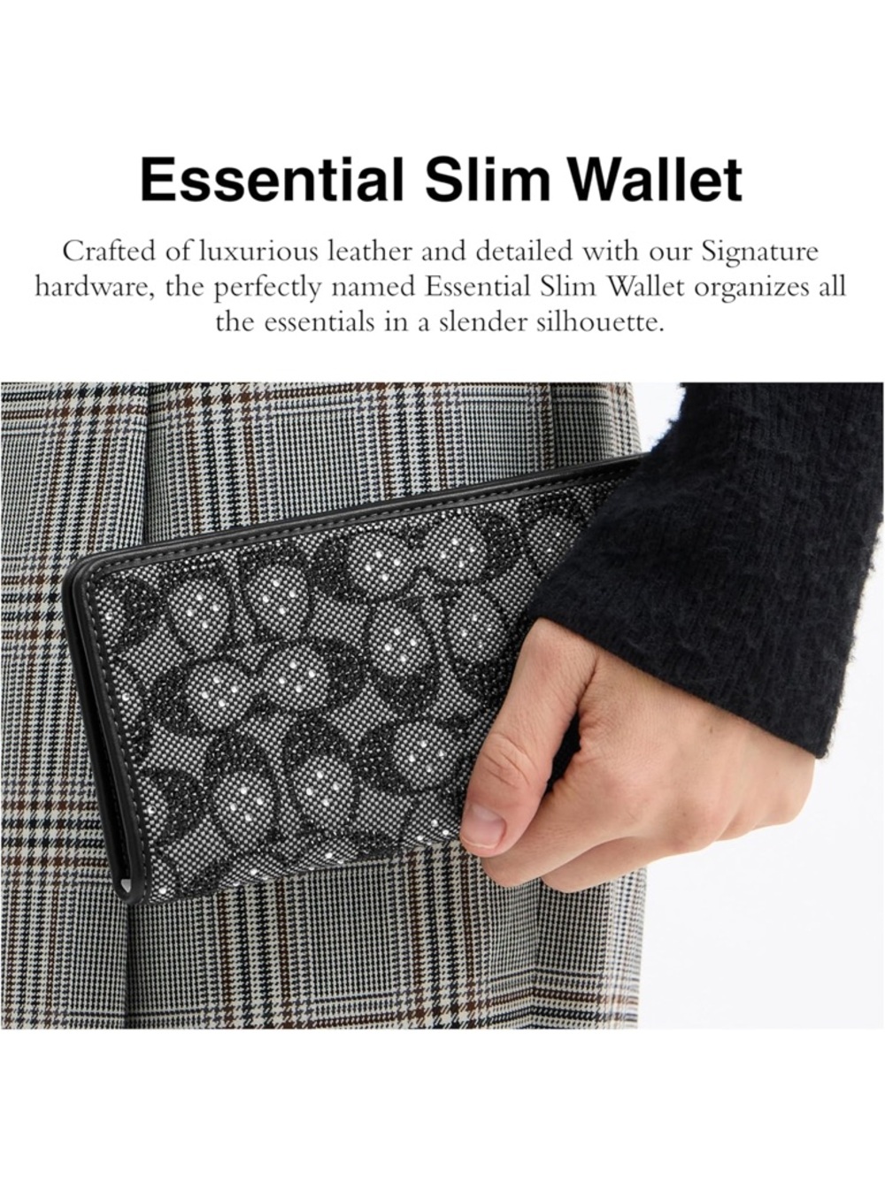 COACH Black Crystal Signature Jacquard Essential Slim Wallet NWT - Picture 2 of 6